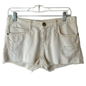 Current/Elliott The Boyfriend Short Distressed White Denim Shorts festival